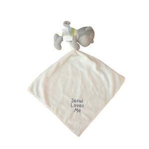 Elegant Baby Jesus Loves Me Hippo Knit Plush Security Blanket Lovie (1049)